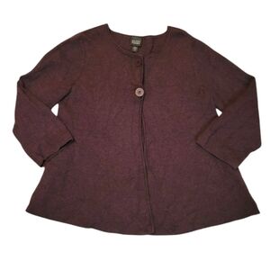 Eileen Fisher 100% Merino Wool Italian Yarn Cropped Cardigan Sweater Medium
